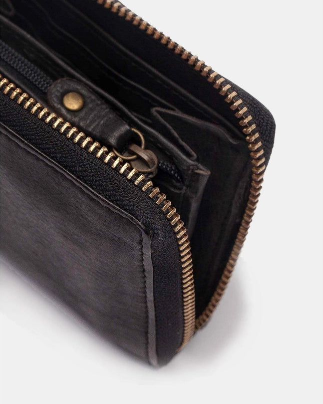 Biba Portafoglio Donna in Pelle Nera con Zip - MARIO SPATARELLA