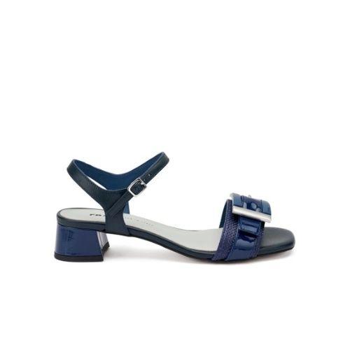 Frau Sandali Donna Tacco Medio in Pelle Blu 93H3 NAVY Frau 