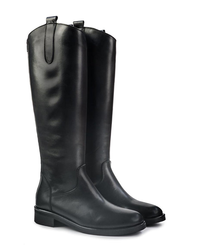 Spatarella Stivali Donna con Tacco Basso Cavallerizza in Pelle Nero - MARIO SPATARELLA