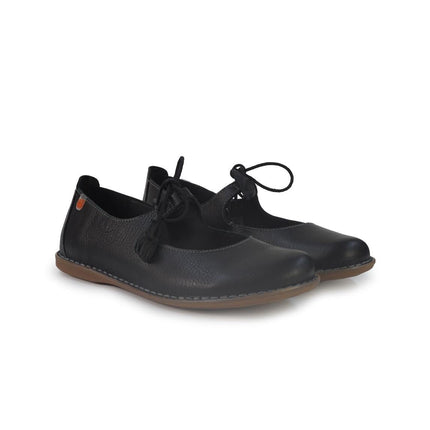 Jungla Ballerina Donna con Lacci in Pelle Nera - MARIO SPATARELLA