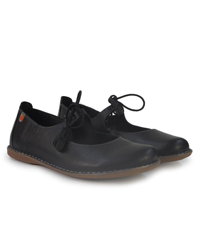 Jungla Ballerina Donna con Lacci in Pelle Nera - MARIO SPATARELLA