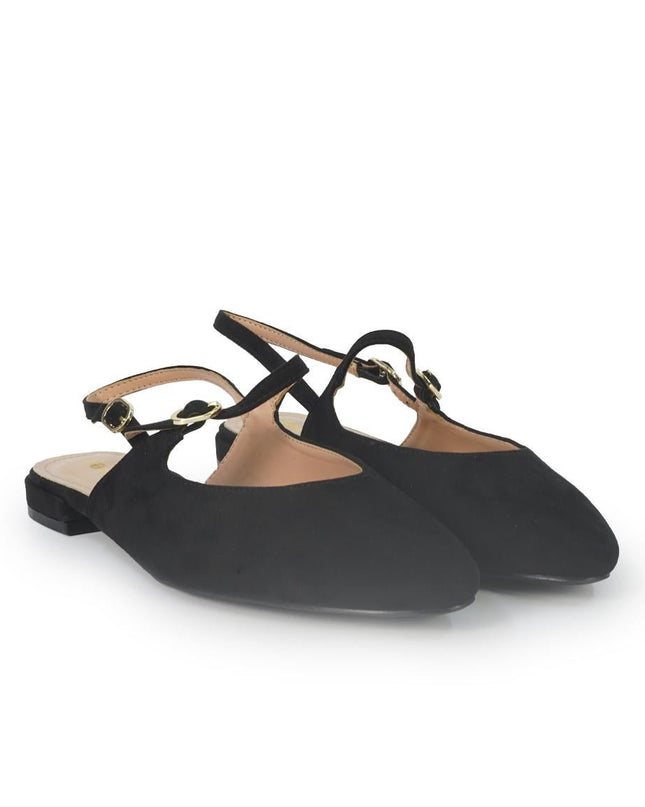 ClaudV Chanel Donna Sling Back Tacco Basso in Camoscio Nero - MARIO SPATARELLA