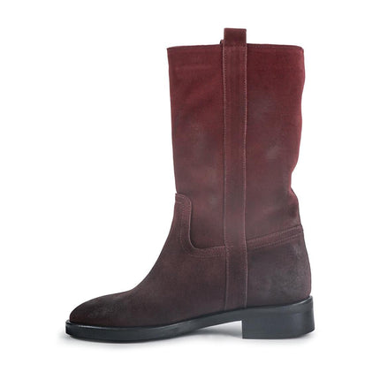 Spatarella Stivaletti Donna Tacco Basso Tubolare in Pelle Ingrassata Bordo - MARIO SPATARELLA