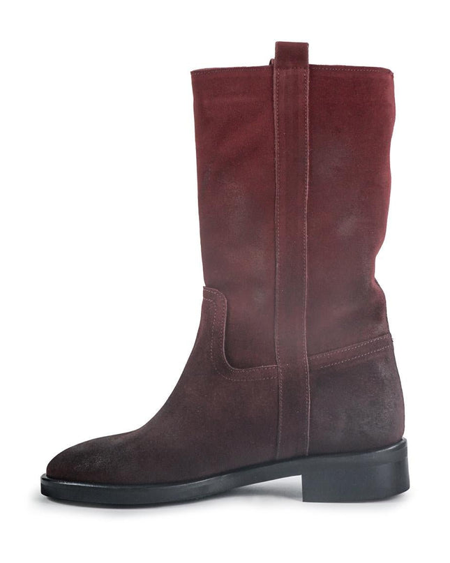 Spatarella Stivaletti Donna Tacco Basso Tubolare in Pelle Ingrassata Bordo - MARIO SPATARELLA