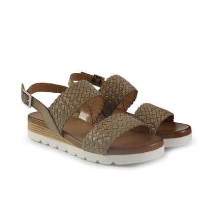 Vueva Sandali Zeppa Bassa Donna in Pelle Taupe WD311R22 TEUPE Vueva 