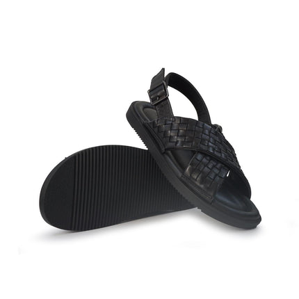 Vueva Sandalo Uomo in Pelle Intrecciata Nera MD640R12 BLACK Vueva 