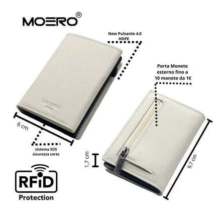 Moero Pro Saffiano White Zip Portafoglio Slim - MARIO SPATARELLA
