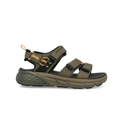 Jeep Sandali Uomo con Doppio Velcro in Tessuto Verde GROOVE SANDAL MILITARY Jeep Footwear 