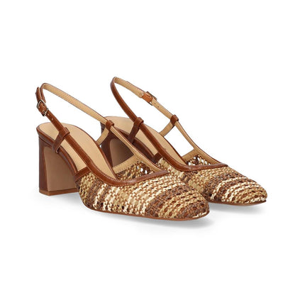 Exe Chanel Sling Back Donna Intrecciato Multi Cuoio 2514-2506 BROWN BEIGE Exe 