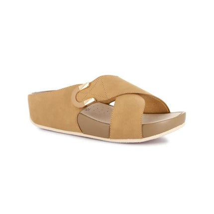 Grunland Sandalo Donna Ciabatta Confort con Velcro in Tessuto Cuoio - MARIO SPATARELLA