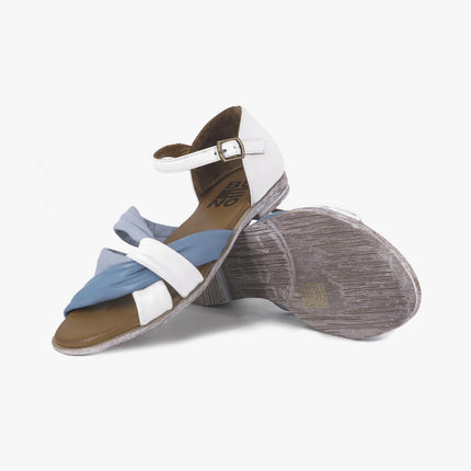 Sandali Donna Bassi in Pelle Y3405 AZZURRO Bueno 