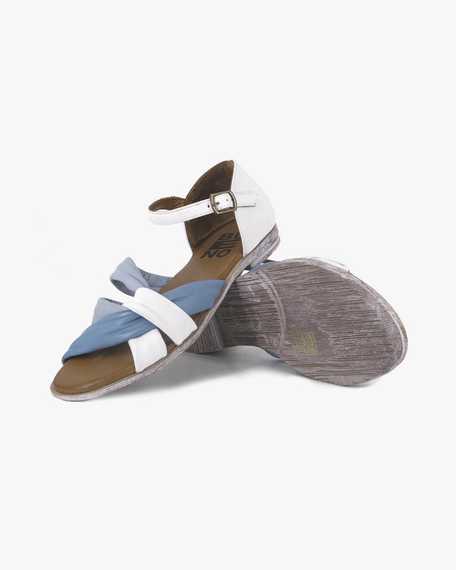 Sandali Donna Bassi in Pelle Y3405 AZZURRO Bueno 