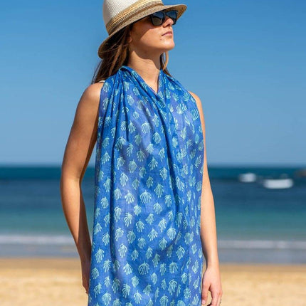 Foulard in Cotone Stampato Fantasia Blu ACT128F COTTON AZUL OSCURO Colores de Otono 