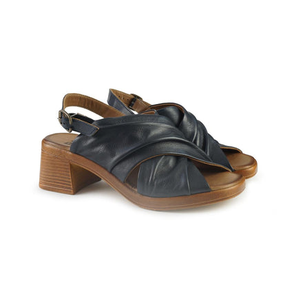 Bueno Sandali Donna con Tacco in Pelle Blu E3800 NAVY Bueno 