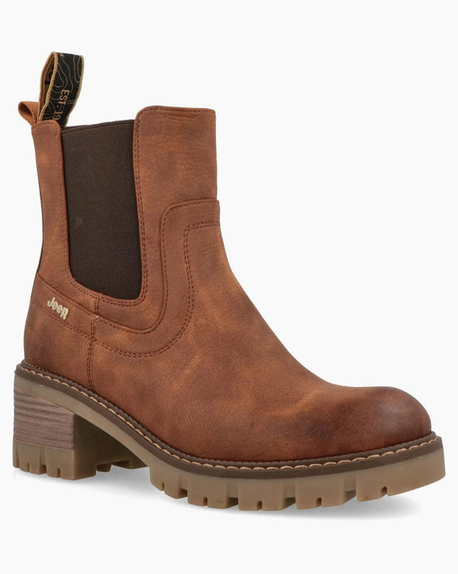 Jeep Stivaletti Donna con Tacco Cognac RAVEN CHELSEA NBK COGNAC Jeep Footwear 