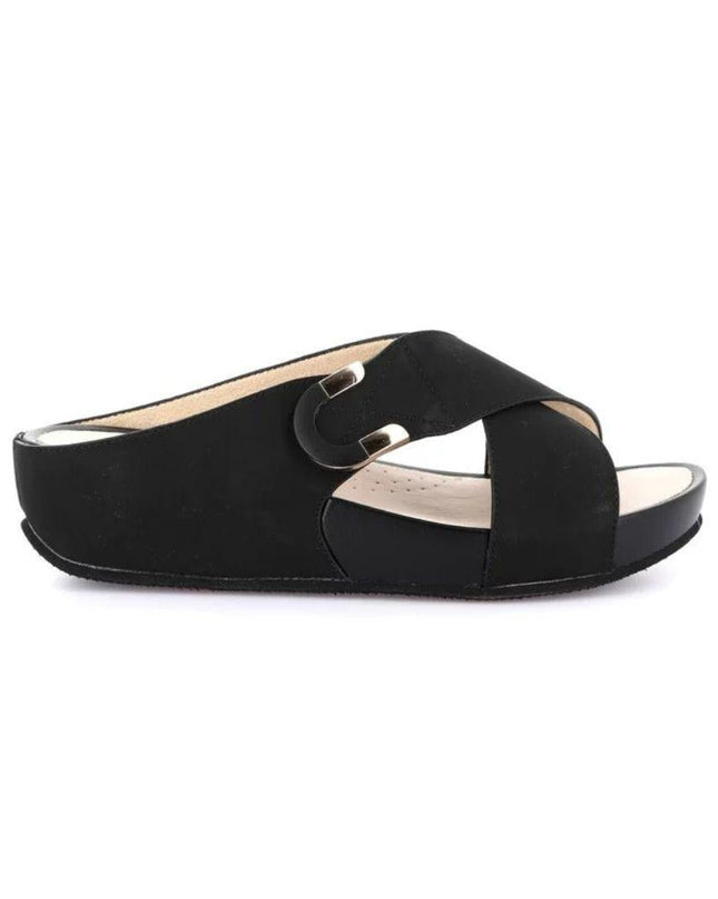 Grunland Sandalo Donna Ciabatta Confort con Velcro in Tessuto Nero - MARIO SPATARELLA