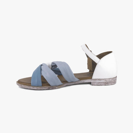 Sandali Donna Bassi in Pelle Y3405 AZZURRO Bueno 