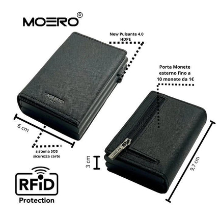 Portafoglio Slim PRO DUAL ZIP SAFFIANO BLACK Moero 