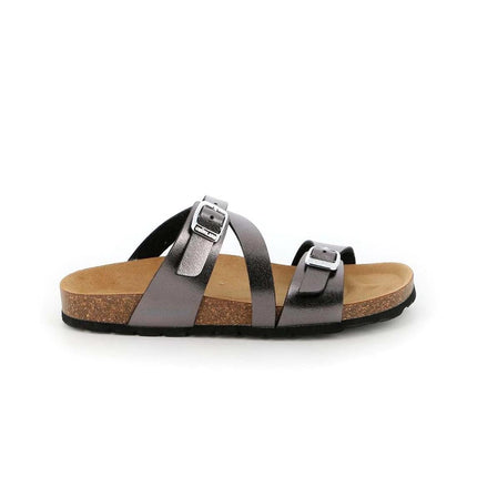 Grunland Sandali Donna Plantare Sughero Doppia Fibbia Antracite CB2642 SARA ANTRACITE Grunland 
