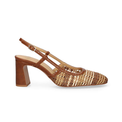 Exe Chanel Sling Back Donna Intrecciato Multi Cuoio 2514-2506 BROWN BEIGE Exe 