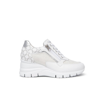 Nero Giardini Sneakers Donna con Zeppa in Pelle Bianca - MARIO SPATARELLA