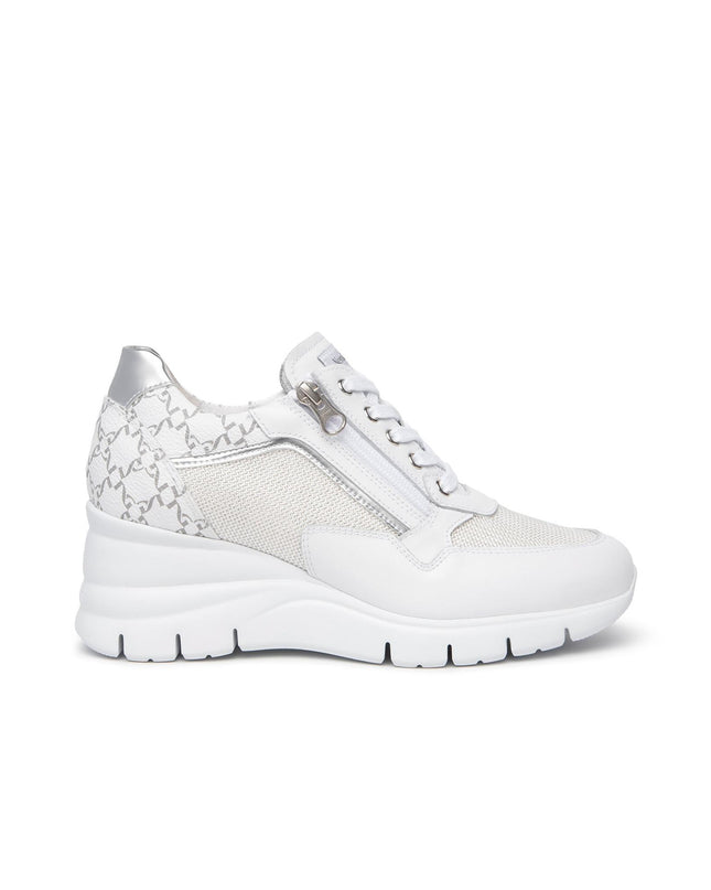 Nero Giardini Sneakers Donna con Zeppa in Pelle Bianca - MARIO SPATARELLA