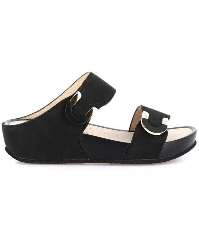 Grunland Sandalo Donna Ciabatta Confort con Velcro in Tessuto Nero - MARIO SPATARELLA