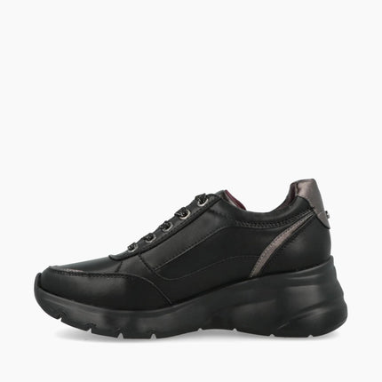 Impronte Sneakers Donna Lacci e Zip in Pelle Nero - MARIO SPATARELLA