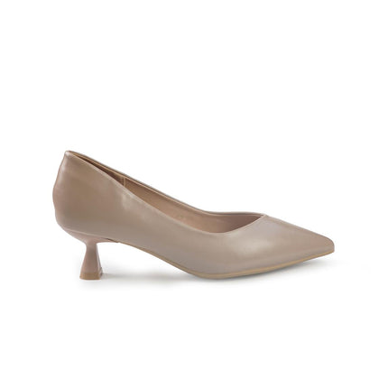 Decollete Donna a Punta Tacco Rocchetto Basso in Pelle Beige YH06-02A BEIGE ClaudV 