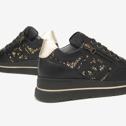 Nero Giardini Sneakers Donna in Pelle Nero e Glitter - MARIO SPATARELLA