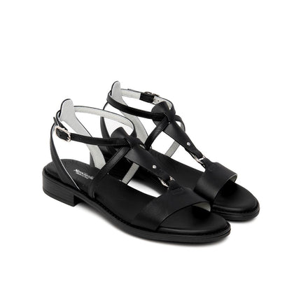Nero Giardini Sandalo Donna Basso in Pelle Nera E615895D NERO 100 Nero Giardini 