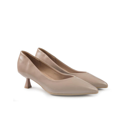 Decollete Donna a Punta Tacco Rocchetto Basso in Pelle Beige YH06-02A BEIGE ClaudV 