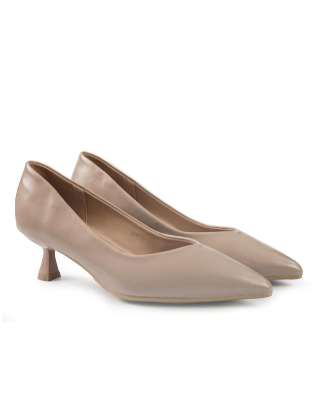 Decollete Donna a Punta Tacco Rocchetto Basso in Pelle Beige YH06-02A BEIGE ClaudV 