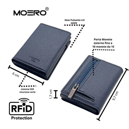 Moero Pro Saffiano Blu Zip Portafoglio Slim - MARIO SPATARELLA