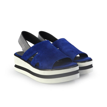 Gianmarco Sorelli Sandalo Donna Platform con Zeppa in Camoscio Blu - MARIO SPATARELLA