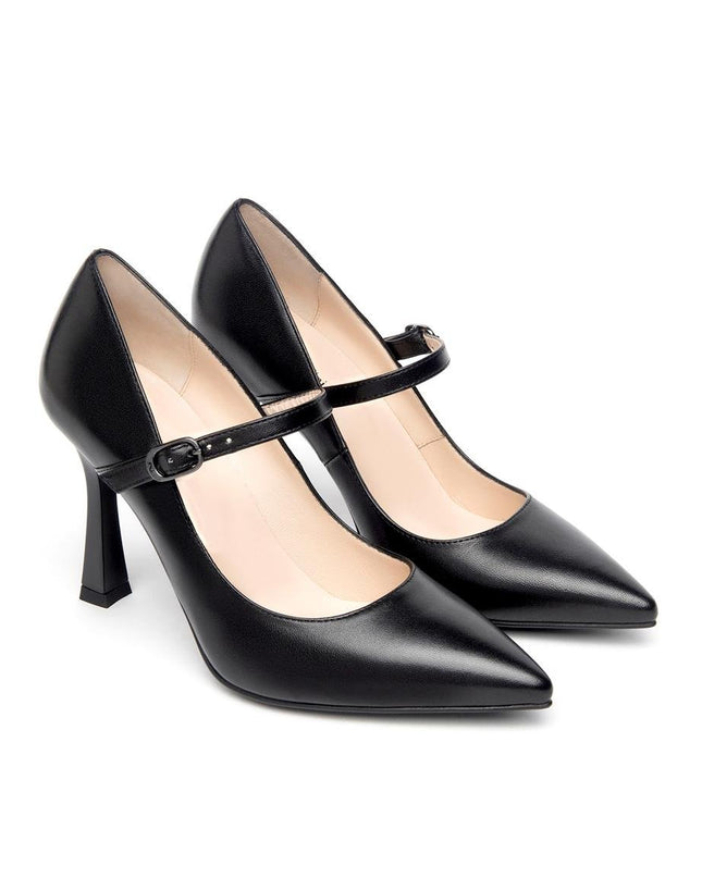 NeroGiardini Decollete con Cinturino Tacco Alto in Pelle Nera - MARIO SPATARELLA