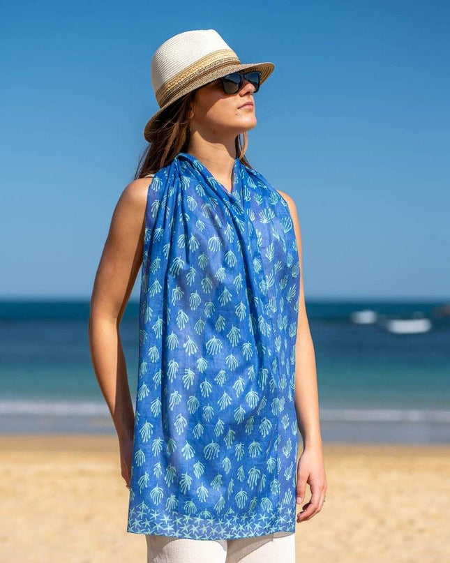 Foulard in Cotone Stampato Fantasia Blu - MARIO SPATARELLA