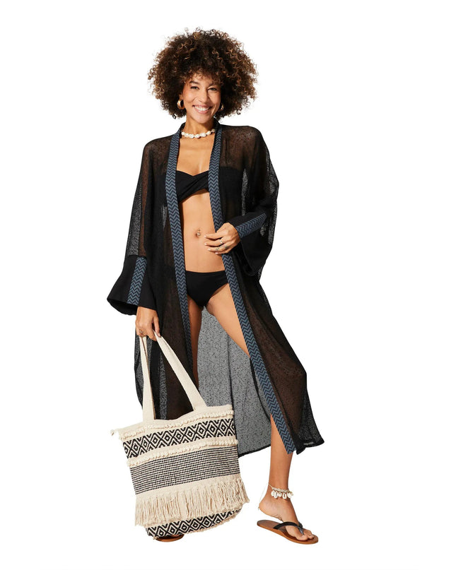 Kimono Estivo Lungo Nero KIMONO ESTIVO MBK5007A La Mano Boho 