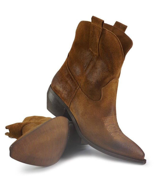 Stivaletto Texano in Camoscio Cuoio - MARIO SPATARELLA
