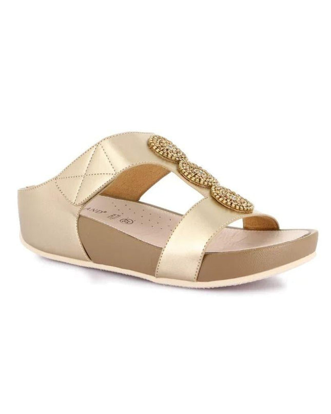 Grunland Sandalo Donna Ciabatta Confort con Velcro in Tessuto Platino - MARIO SPATARELLA