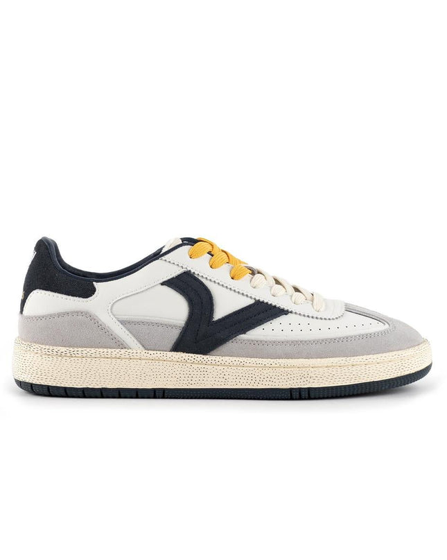 Victoria Sneakers Bassa Uomo in Pelle Bianca Blu Multi - MARIO SPATARELLA