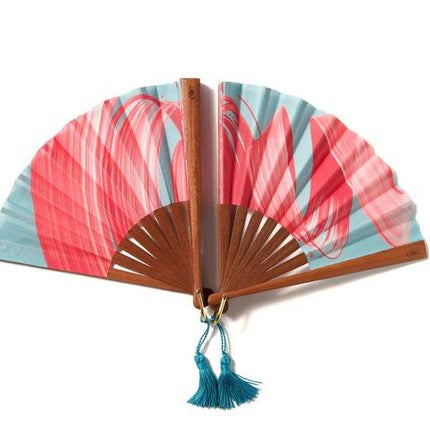 Ventaglio in Legno e Cotone PINK WAWE FLUID Ette 