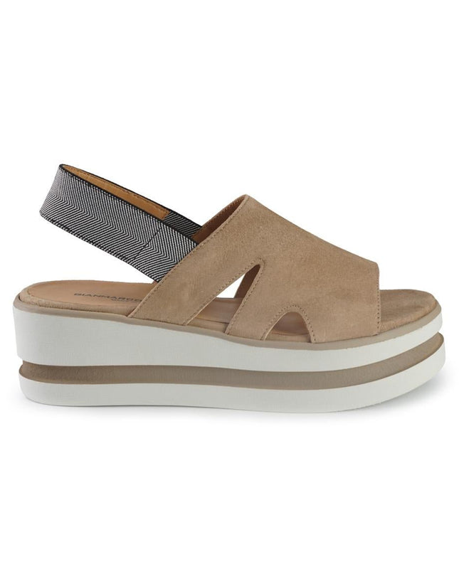 Gianmarco Sorelli Sandalo Donna Platform con Zeppa in Camoscio Beige - MARIO SPATARELLA