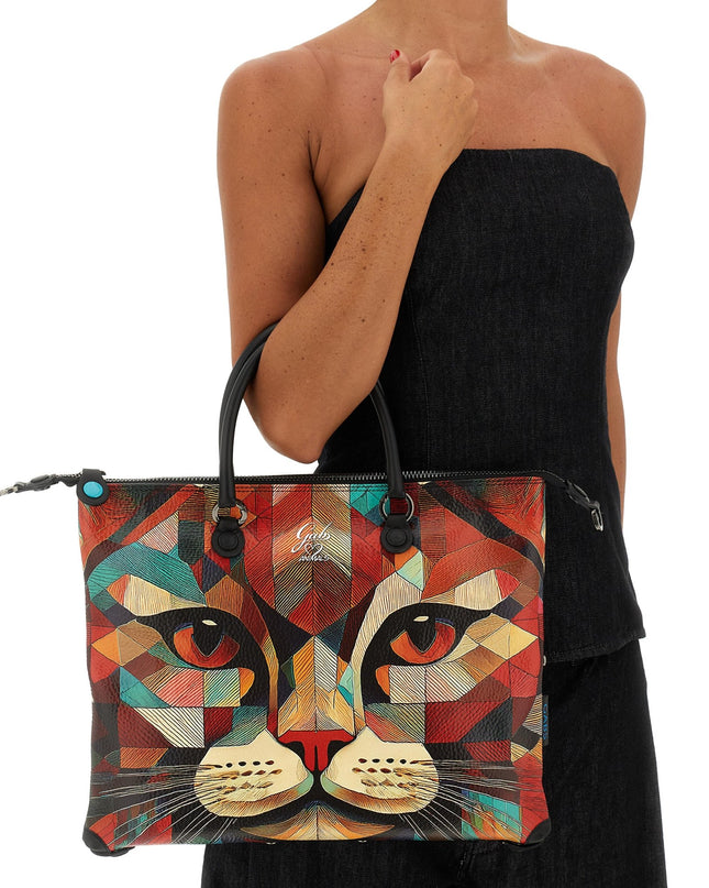 Gabs Borsa Convertibile e Trasformabile con Tracolla in Pelle Fantasia Gatto Rosso - MARIO SPATARELLA
