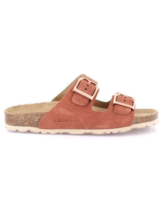 Grunland Sandali Doppia Fibbia Plantare Morbido Sughero Bio Donna in Camoscio Mattone CB2631 SARA MATTONE Grunland 