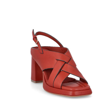 Bruno Premi Sandalo Donna con Plateau in Pelle Mattone - MARIO SPATARELLA