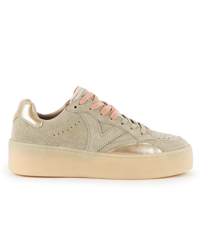 Victoria Sneakers Platform Donna in Camoscio beige - MARIO SPATARELLA
