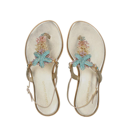 Tsakiris Mallas Infradito Flat Gioiello in Pelle Platino 522 LORIS GOLD Tsakiris Mallas 