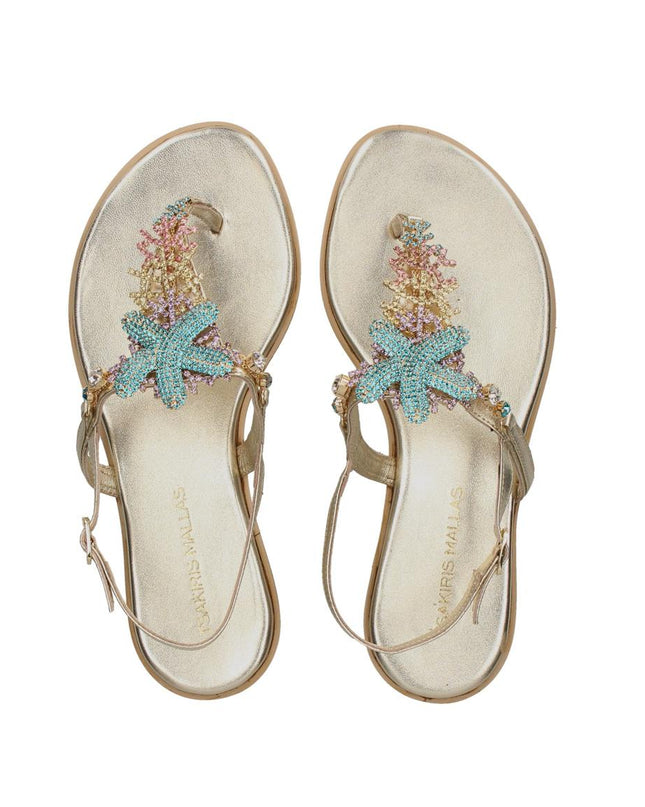Tsakiris Mallas Infradito Flat Gioiello in Pelle Platino 522 LORIS GOLD Tsakiris Mallas 