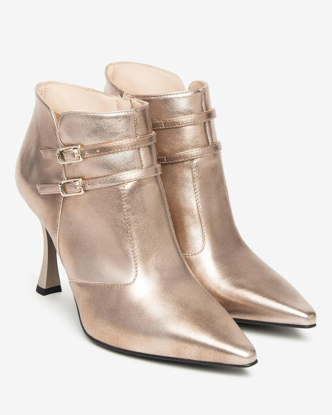 Nero Giardini Stivaletti Donna con Doppio Cinturino in Pelle Laminato Torba - MARIO SPATARELLA